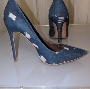 Denim Distressed Stiletto 4" Pumps Shoe Republica Sz 8.5